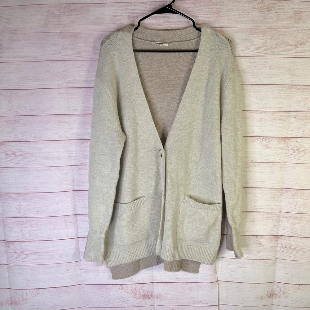 BB Dakato VNeck Cream‎ Front Tan Back Long Sleeve Cardigan Size Large